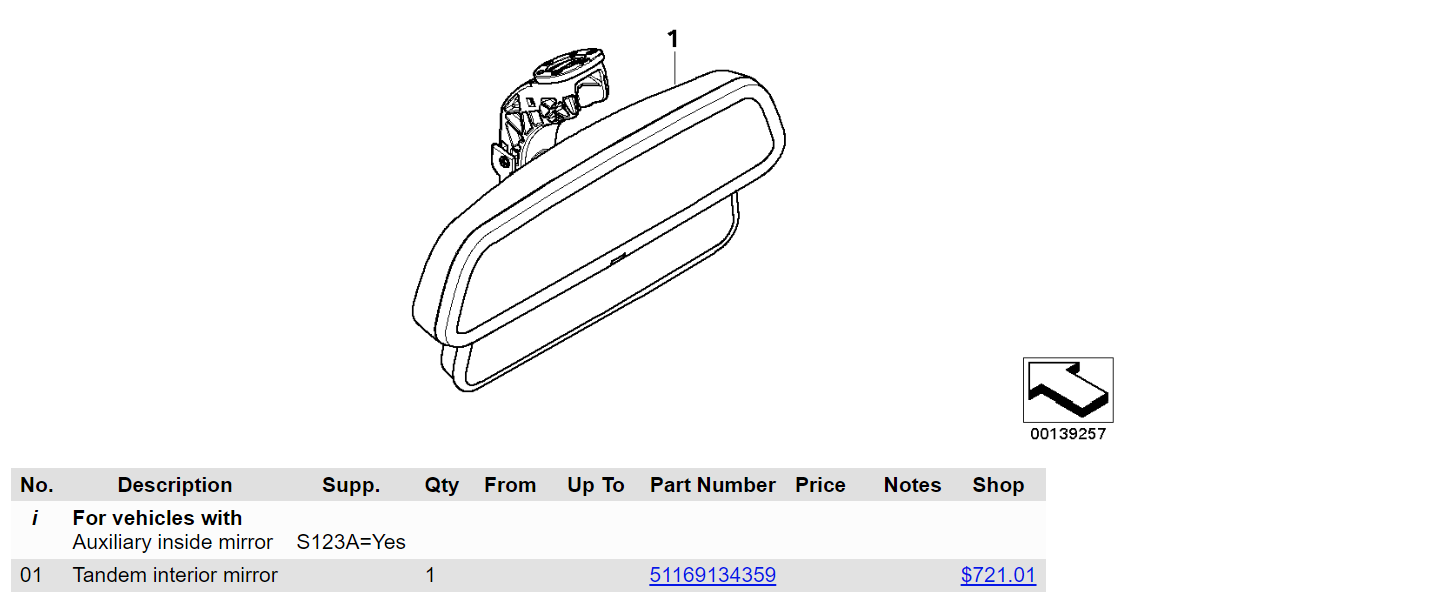 RealOEM screenshot, with a new "Shop" column appended